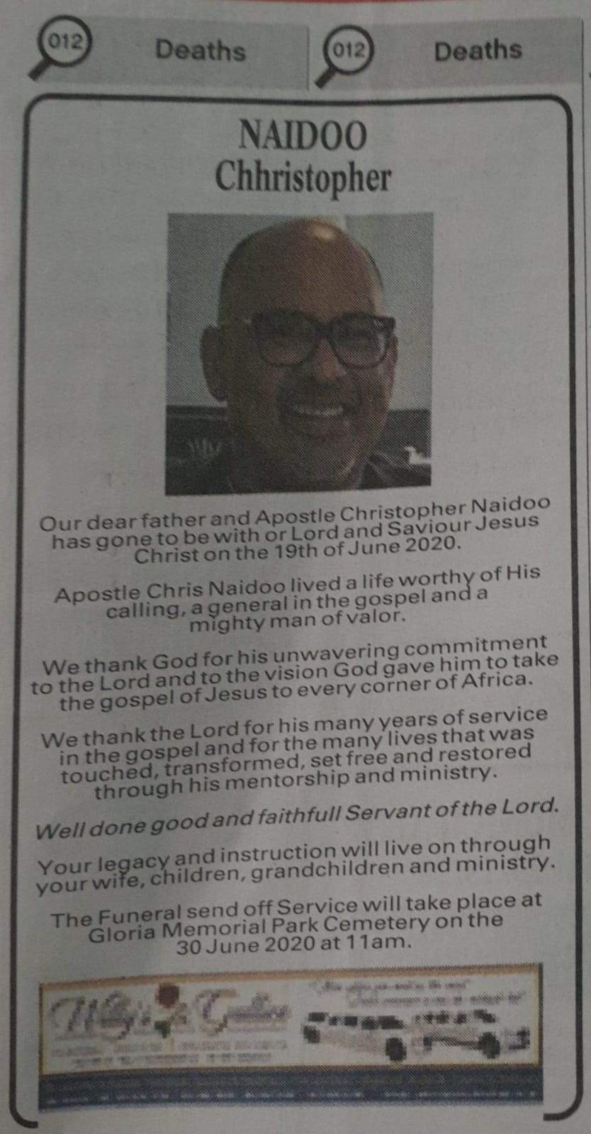 Apostle Chris Naidoo